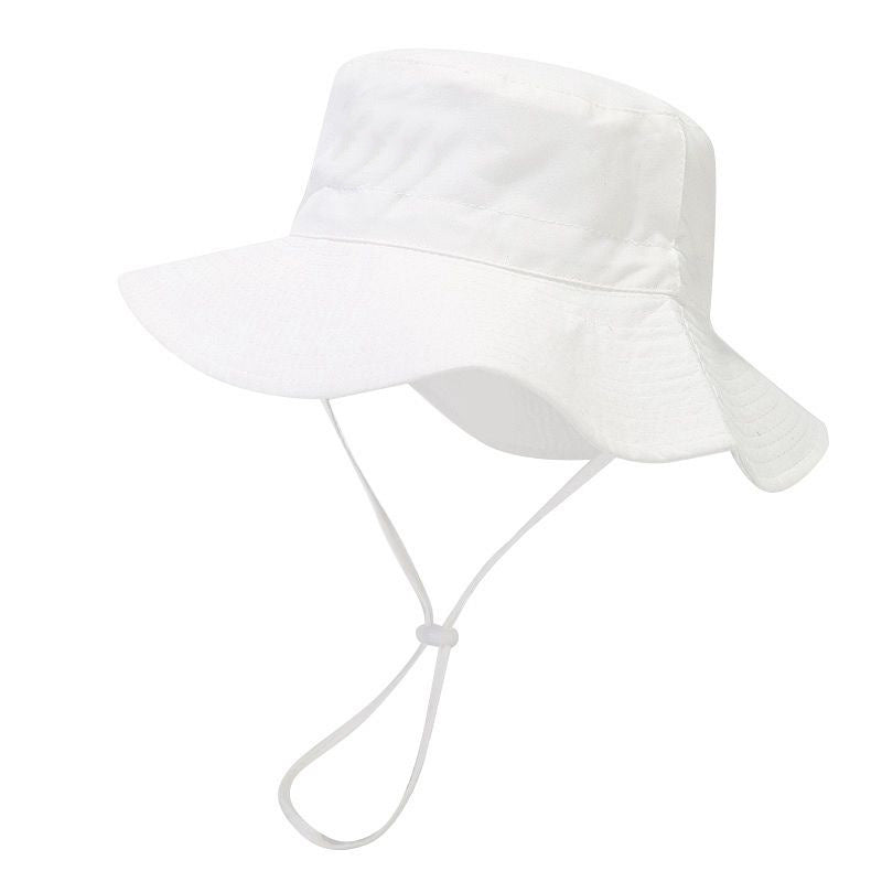 Wholesale Cotton Solid Color Kids Bucket Hat with Windproof Rope